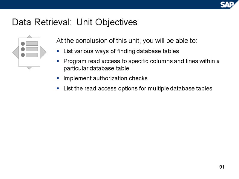 91 Data Retrieval: Unit Objectives At the conclusion of this unit, you will be